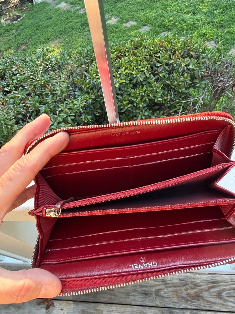 CHANEL Authenticated Quilted Caviar Leather Zip-Around Wallet in Burgundy/red - Picture 16 of 17